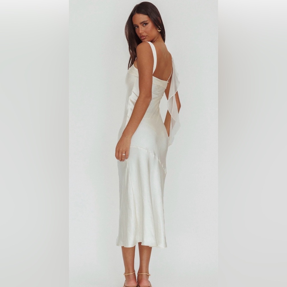 Carmel Shoulder Sash Midi Dress Oyster